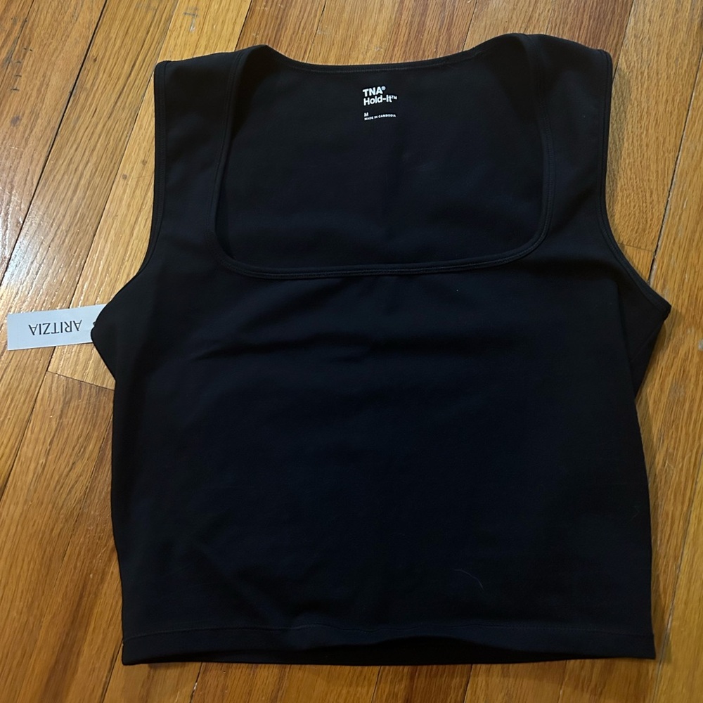 Aritzia TNA.  Black Square Neck Tank size M NWT